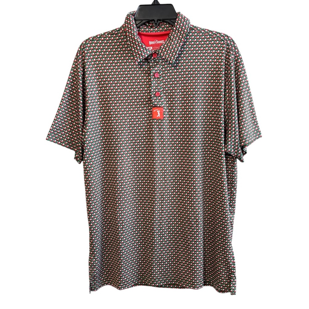 Bogey Bros Size Medium Green Pink Watermelon Print Polo Tee Shirt Golf Funny